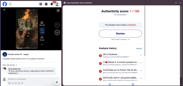 Fuente: Captura de pantalla de la herramienta de detección de IA. 